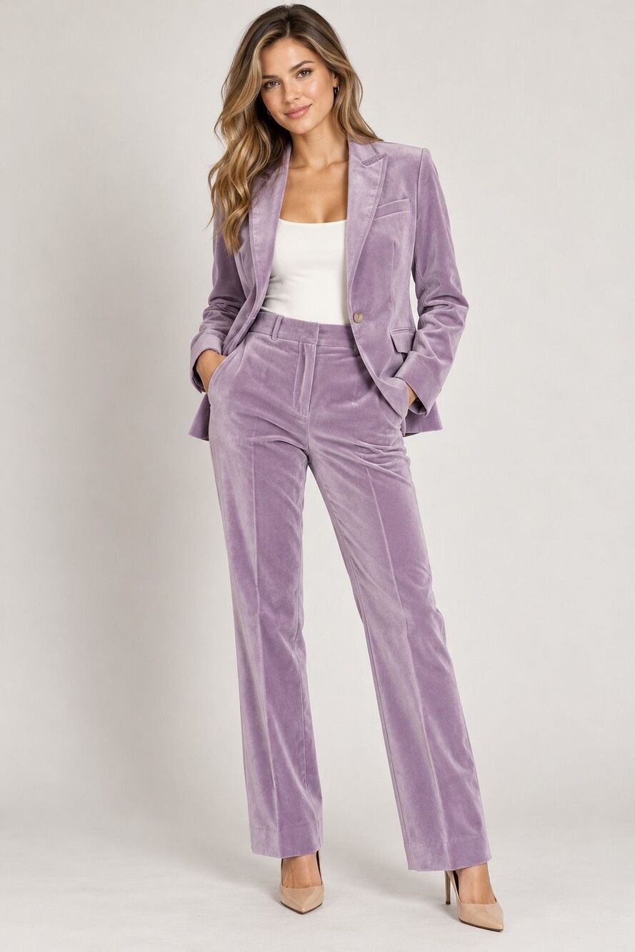 J.Crew Women's Lavender Velvet Blazer & Pants Suit Set Purple Size 6 NWT